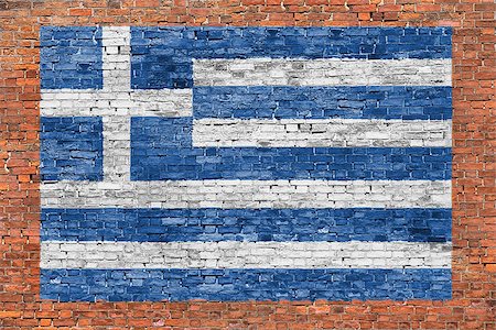 simsearch:400-07933897,k - Flag of Greece painted over aged brick wall Fotografie stock - Microstock e Abbonamento, Codice: 400-07936540