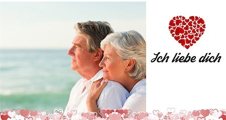 simsearch:400-04332115,k - Woman hugging her husband at the beach against ich liebe dich Stockbilder - Microstock & Abonnement, Bildnummer: 400-07936700