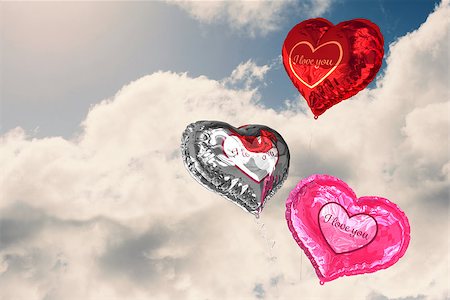 simsearch:400-07936959,k - Valentines love hearts against blue sky with clouds Foto de stock - Royalty-Free Super Valor e Assinatura, Número: 400-07936941