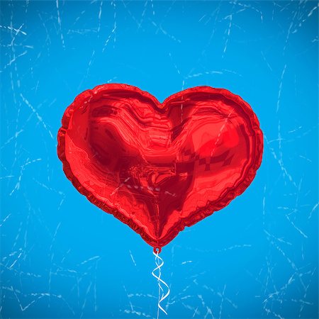 simsearch:400-07936959,k - Red heart balloon against blue background with vignette Foto de stock - Royalty-Free Super Valor e Assinatura, Número: 400-07937014