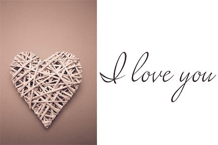 simsearch:400-06873734,k - Wicker heart ornament against i love you Stock Photo - Budget Royalty-Free & Subscription, Code: 400-07937100