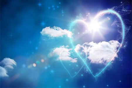 simsearch:400-07936959,k - Valentines heart design against bright blue sky with clouds Foto de stock - Royalty-Free Super Valor e Assinatura, Número: 400-07937248