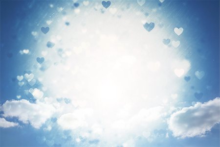 simsearch:400-07936959,k - Valentines heart design against cloudy sky with sunshine Foto de stock - Royalty-Free Super Valor e Assinatura, Número: 400-07937251