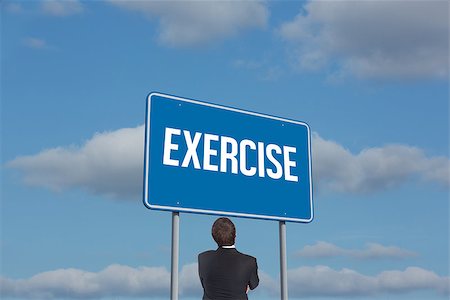 simsearch:6109-07601648,k - The word exercise and thinking businessman against sky Stock Photo - Budget Royalty-Free & Subscription, Code: 400-07937418