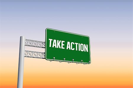 simsearch:614-06168944,k - The word take action and green billboard sign against purple and orange sky Foto de stock - Super Valor sin royalties y Suscripción, Código: 400-07937470