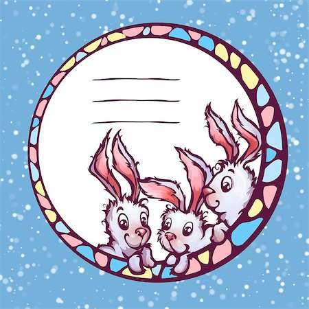 simsearch:400-06866996,k - Vector banner with three cute cartoon rabbits. Foto de stock - Super Valor sin royalties y Suscripción, Código: 400-07937695