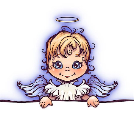 simsearch:400-04436228,k - Vector illustration of cute angel with panel for text. Stock Photo - Budget Royalty-Free & Subscription, Code: 400-07937698