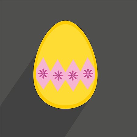 easter eggs in a dark color - Flat vector yellow easter egg on dark background with long shadow Stock Photo - Budget Royalty-Free & Subscription, Code: 400-07938093