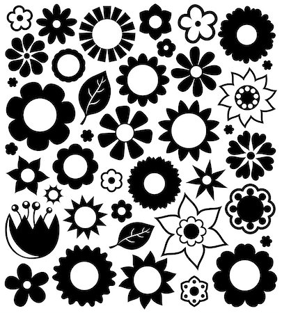 simsearch:400-08076059,k - Flower silhouettes collection 1 - eps10 vector illustration. Stock Photo - Budget Royalty-Free & Subscription, Code: 400-07938119