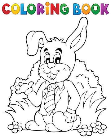 simsearch:400-09098381,k - Coloring book Easter rabbit theme 1 - eps10 vector illustration. Stock Photo - Budget Royalty-Free & Subscription, Code: 400-07938111