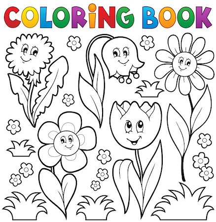 simsearch:400-08076059,k - Coloring book with flower theme 6 - eps10 vector illustration. Stock Photo - Budget Royalty-Free & Subscription, Code: 400-07938113