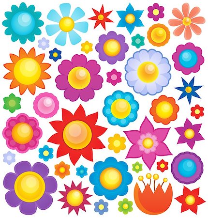 simsearch:400-08076059,k - Flower theme collection 3 - eps10 vector illustration. Stock Photo - Budget Royalty-Free & Subscription, Code: 400-07938122