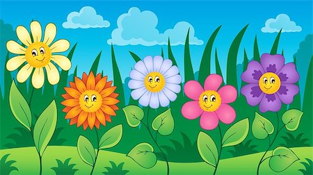 simsearch:400-08076059,k - Flowers on meadow theme 3 - eps10 vector illustration. Stock Photo - Budget Royalty-Free & Subscription, Code: 400-07938130