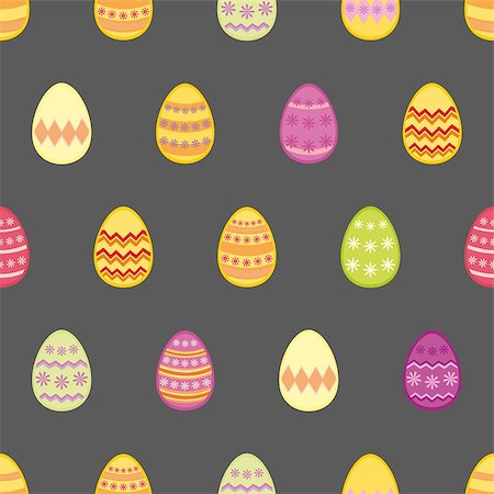 easter eggs in a dark color - Tile vector pattern with easter eggs on black background for decoration wallpaper Stock Photo - Budget Royalty-Free & Subscription, Code: 400-07938151