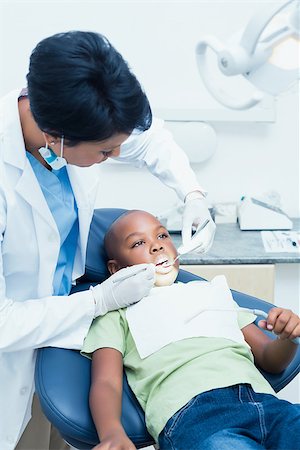 surgical gloves boys - Female dentist examining boys teeth in the dentists chair Stock Photo - Budget Royalty-Free & Subscription, Code: 400-07938671