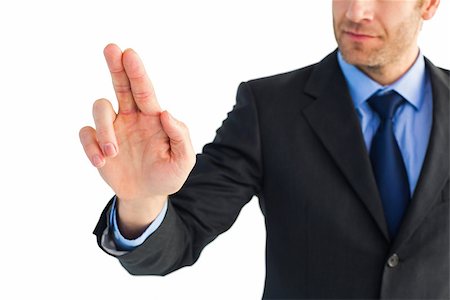 simsearch:400-04861869,k - Businessman pointing these fingers at camera on white background Foto de stock - Royalty-Free Super Valor e Assinatura, Número: 400-07930006