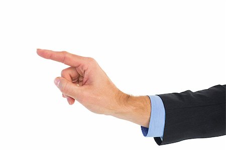 simsearch:400-04861869,k - Businessman hand pointing something on white background Foto de stock - Royalty-Free Super Valor e Assinatura, Número: 400-07930010