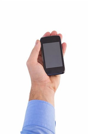 simsearch:400-07664375,k - Hand of businessman showing smartphone on white background Foto de stock - Royalty-Free Super Valor e Assinatura, Número: 400-07931408