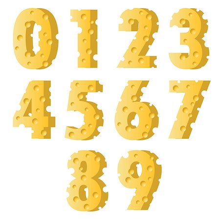 simsearch:614-06719767,k - colorful illustration  with cheese numbers  on white background Stock Photo - Budget Royalty-Free & Subscription, Code: 400-07932226