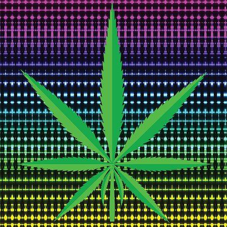 simsearch:400-08289916,k - illustration  with  green cannabis leaf icon on colorful background Photographie de stock - Aubaine LD & Abonnement, Code: 400-07932395