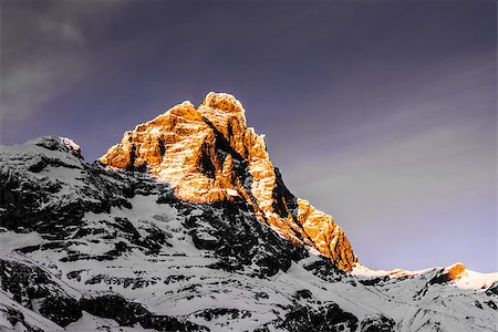 sundown over the mount Cervino in a winter afternoon, Breuil-Cervinia Stock Photo - Budget Royalty-Free & Subscription, Code: 400-07932447