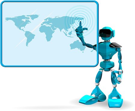 simsearch:400-07301158,k - Illustration of a blue robot on white background and screen Fotografie stock - Microstock e Abbonamento, Codice: 400-07932514