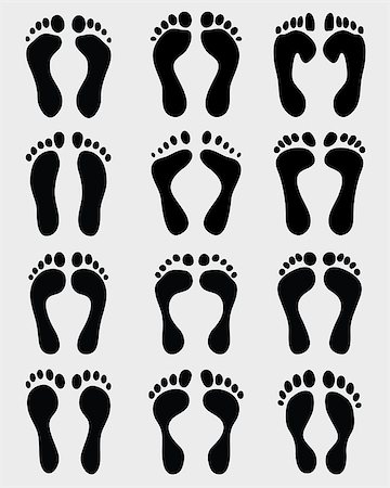 simsearch:400-06200030,k - Black prints of human feet, vector illustration Stock Photo - Budget Royalty-Free & Subscription, Code: 400-07932512