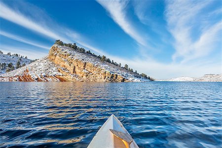 canoe paddling on Horsetooth Reservoir near Fort Collins in northern Colorado, winter scenery Stock Photo - Budget Royalty-Free & Subscription, Code: 400-07932521