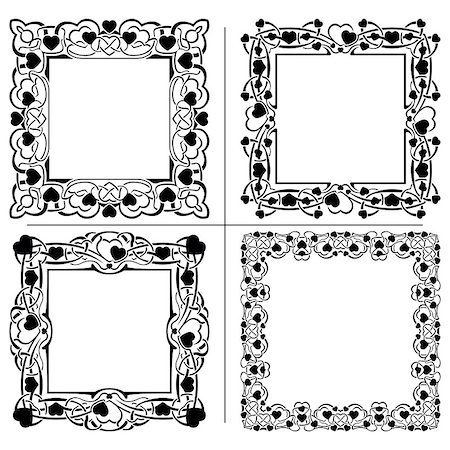 simsearch:400-08223868,k - Black frame with ornamental border with hearts Foto de stock - Super Valor sin royalties y Suscripción, Código: 400-07932531