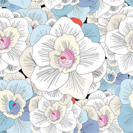 simsearch:400-08620181,k - seamless pattern with beautiful delicate flowers on a black background Stockbilder - Microstock & Abonnement, Bildnummer: 400-07932646