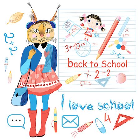 erase pencil numbers - trot bright schoolgirl hipster on the background of school subjects Stock Photo - Budget Royalty-Free & Subscription, Code: 400-07932660