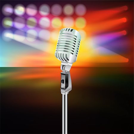 stage microphone nobody - abstract background with microphone on music stage Stock Photo - Budget Royalty-Free & Subscription, Code: 400-07932684