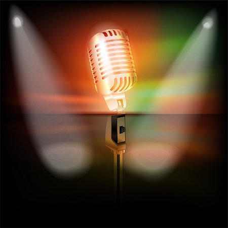simsearch:685-02940323,k - abstract dark background with retro microphone on music stage Photographie de stock - Aubaine LD & Abonnement, Code: 400-07932687