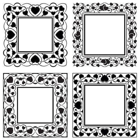 simsearch:400-08223868,k - Black frame with ornamental border with hearts Foto de stock - Super Valor sin royalties y Suscripción, Código: 400-07932906