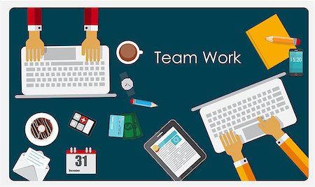 Team Work Flat Concept Vector Illustration. EPS10 Stock Photo - Budget Royalty-Free & Subscription, Code: 400-07932995