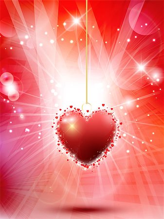 simsearch:400-06528675,k - Decorative Valentine's day background with hanging heart Stockbilder - Microstock & Abonnement, Bildnummer: 400-07933013
