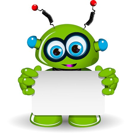 simsearch:400-07301158,k - Illustration a green robot and white background Fotografie stock - Microstock e Abbonamento, Codice: 400-07933141