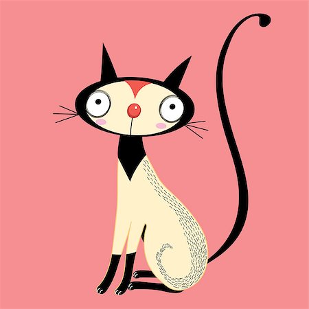 simsearch:400-07933418,k - bright graphics cat on pink background Photographie de stock - Aubaine LD & Abonnement, Code: 400-07933191