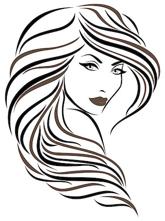 simsearch:400-04679404,k - Beautiful stylish young woman with wavy hair, sketching vector illustration Foto de stock - Royalty-Free Super Valor e Assinatura, Número: 400-07933207
