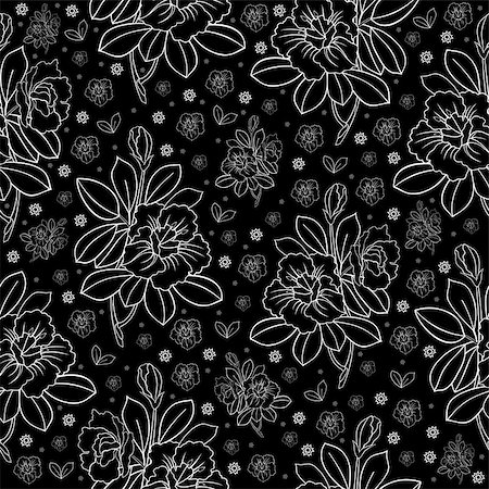 simsearch:400-08198402,k - Illustration of seamless abstract floral pattern in black and white colors Foto de stock - Super Valor sin royalties y Suscripción, Código: 400-07933409
