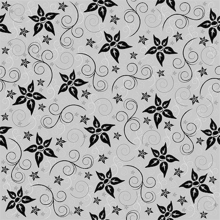 simsearch:400-09170984,k - Illustration of seamless floral background in black and grey colours Stockbilder - Microstock & Abonnement, Bildnummer: 400-07933402