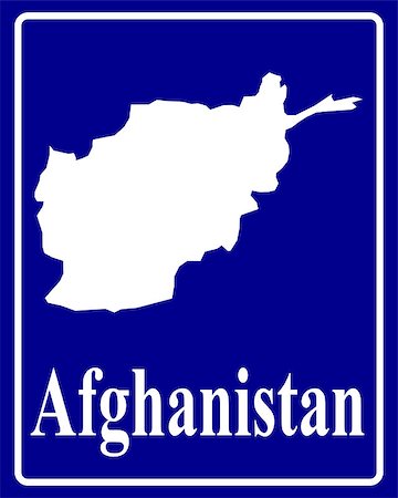 sign as a white silhouette map of Afghanistan with an inscription on a blue background Stock Photo - Budget Royalty-Free & Subscription, Code: 400-07933444