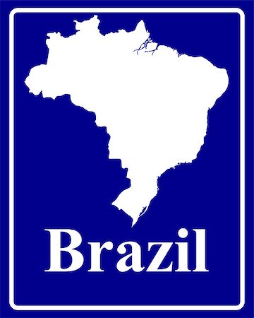 simsearch:400-08043932,k - sign as a white silhouette map of Brazil with an inscription on a blue background Fotografie stock - Microstock e Abbonamento, Codice: 400-07933456