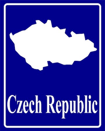 simsearch:400-07936369,k - sign as a white silhouette map of Czech Republic with an inscription on a blue background Stock Photo - Budget Royalty-Free & Subscription, Code: 400-07933467