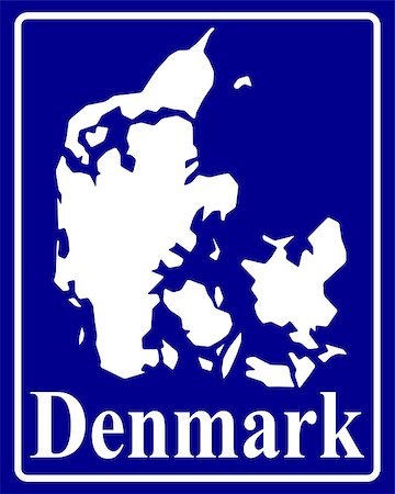 simsearch:400-07936369,k - sign as a white silhouette map of Denmark with an inscription on a blue background Stock Photo - Budget Royalty-Free & Subscription, Code: 400-07933468