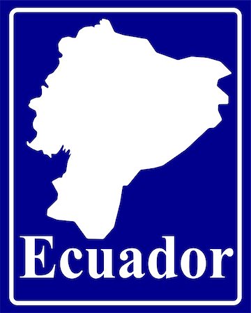 simsearch:400-07936369,k - sign as a white silhouette map of Ecuador with an inscription on a blue background Stock Photo - Budget Royalty-Free & Subscription, Code: 400-07933469