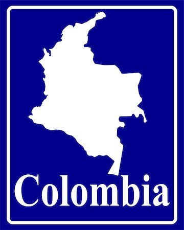 simsearch:400-07936369,k - sign as a white silhouette map of Colombia with an inscription on a blue background Stock Photo - Budget Royalty-Free & Subscription, Code: 400-07933462