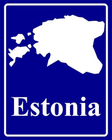 simsearch:400-07936369,k - sign as a white silhouette map of Estonia with an inscription on a blue background Stock Photo - Budget Royalty-Free & Subscription, Code: 400-07933471