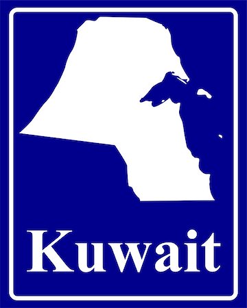 simsearch:400-07936359,k - sign as a white silhouette map of Kuwait with an inscription on a blue background Stock Photo - Budget Royalty-Free & Subscription, Code: 400-07933488