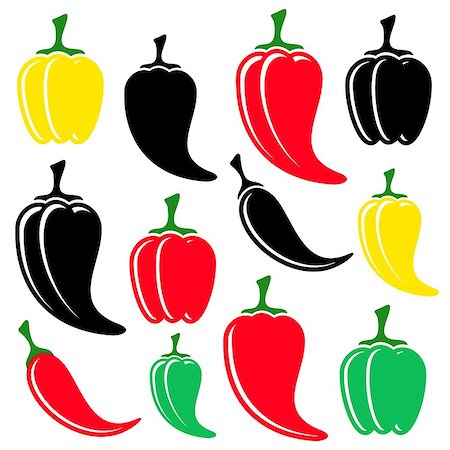 signs for mexicans - Different vector colorful and black peppers collection isolated Foto de stock - Super Valor sin royalties y Suscripción, Código: 400-07933514